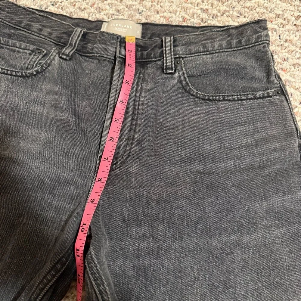 Everlane Denim Shorts in Washed Black High Rise Long Inseam Raw Hem- Size 28